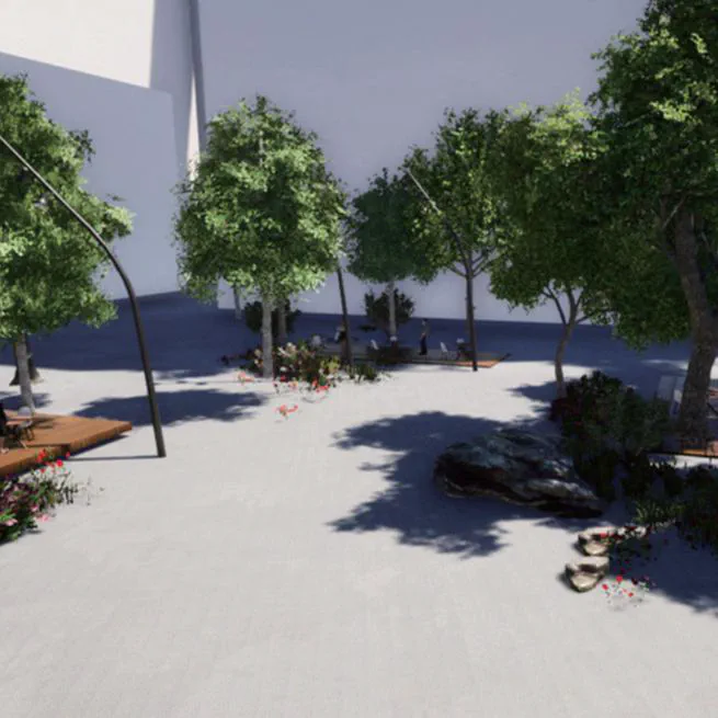 Multi-objective optimization for tree arrangement in urban open space considering thermal radiant environment and scenery